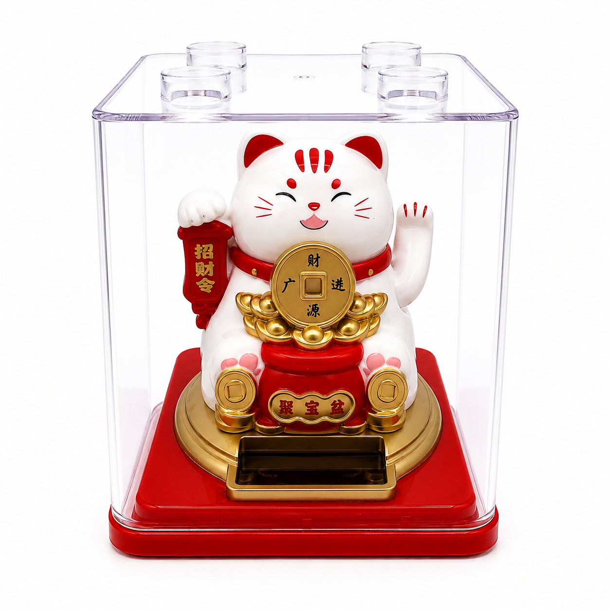 Lucky Coin Cat Solar Ornament