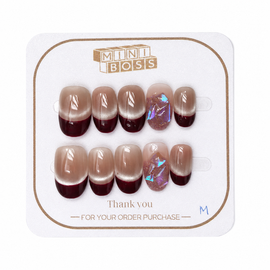 Burgundy Veil French Press-On Nails
