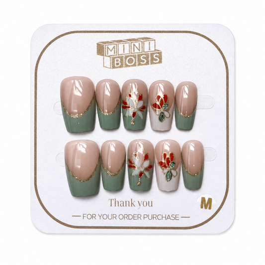 Sage Blossom Press-On Nails